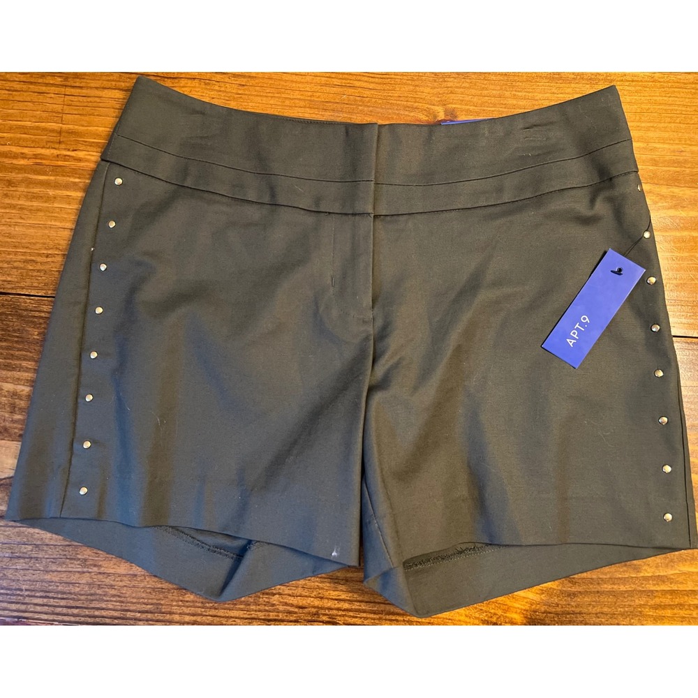 Apt. 9‎ Studded Shorts Women 8 Urban Olive Mid Rise Chino NWT